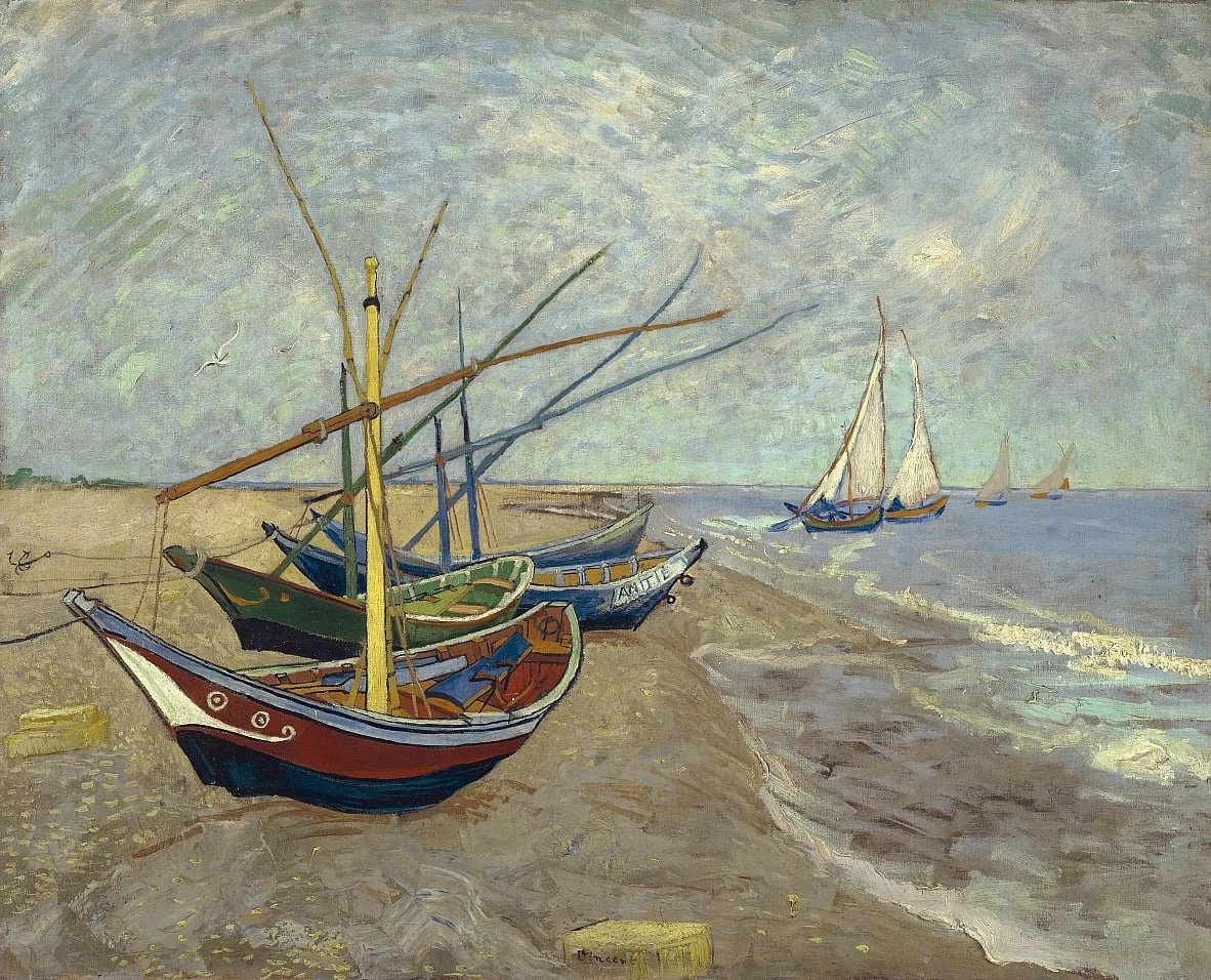  20-Vincent van Gogh-Barche da pesca sulla spiaggia di Les Saintes-Maries-de-la-Mer , 1888 - Van Gogh Museum, Amsterdam 
